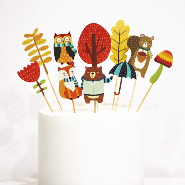 Forest animal Bear cake toppers & cake decorations toppers 24pcs