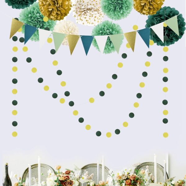 Green paper party garland for birthday party