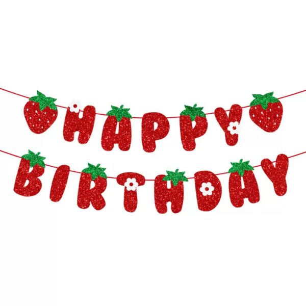 Shining strawberry banner party garland for birthday party